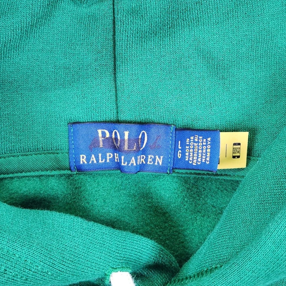 Polo Ralph Lauren Green Fleece Hoodie Mens Size L Classic Pony Logo Casual New